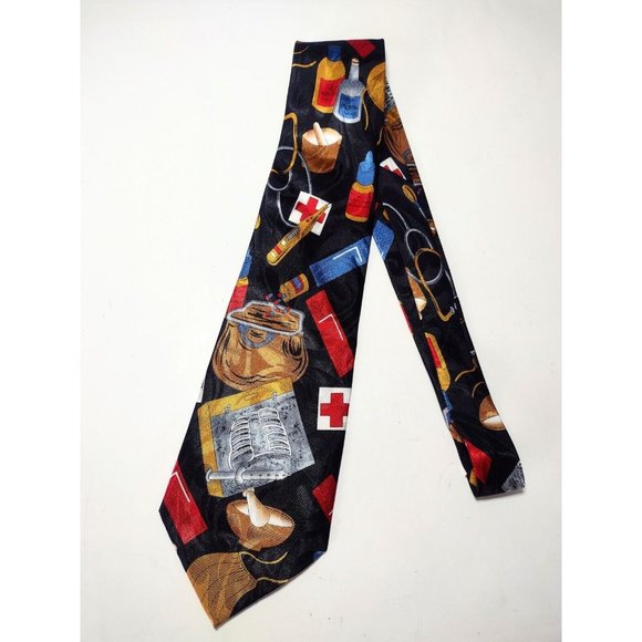 Steven Harris Medical Supplies Satin Tie Vintage Textured Swirl Design Doctor - Picture 1 of 4